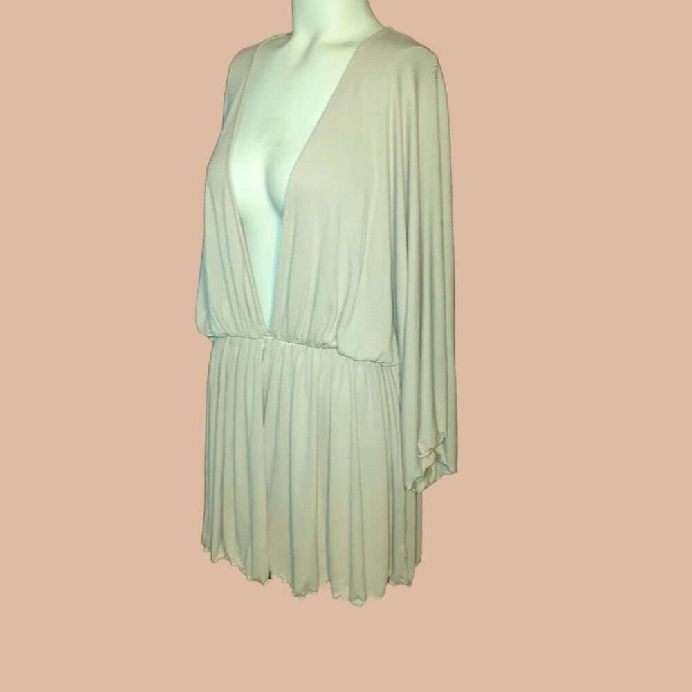 Beach Large Pleaded Bell Romper Bathsuit Cover Up Cream